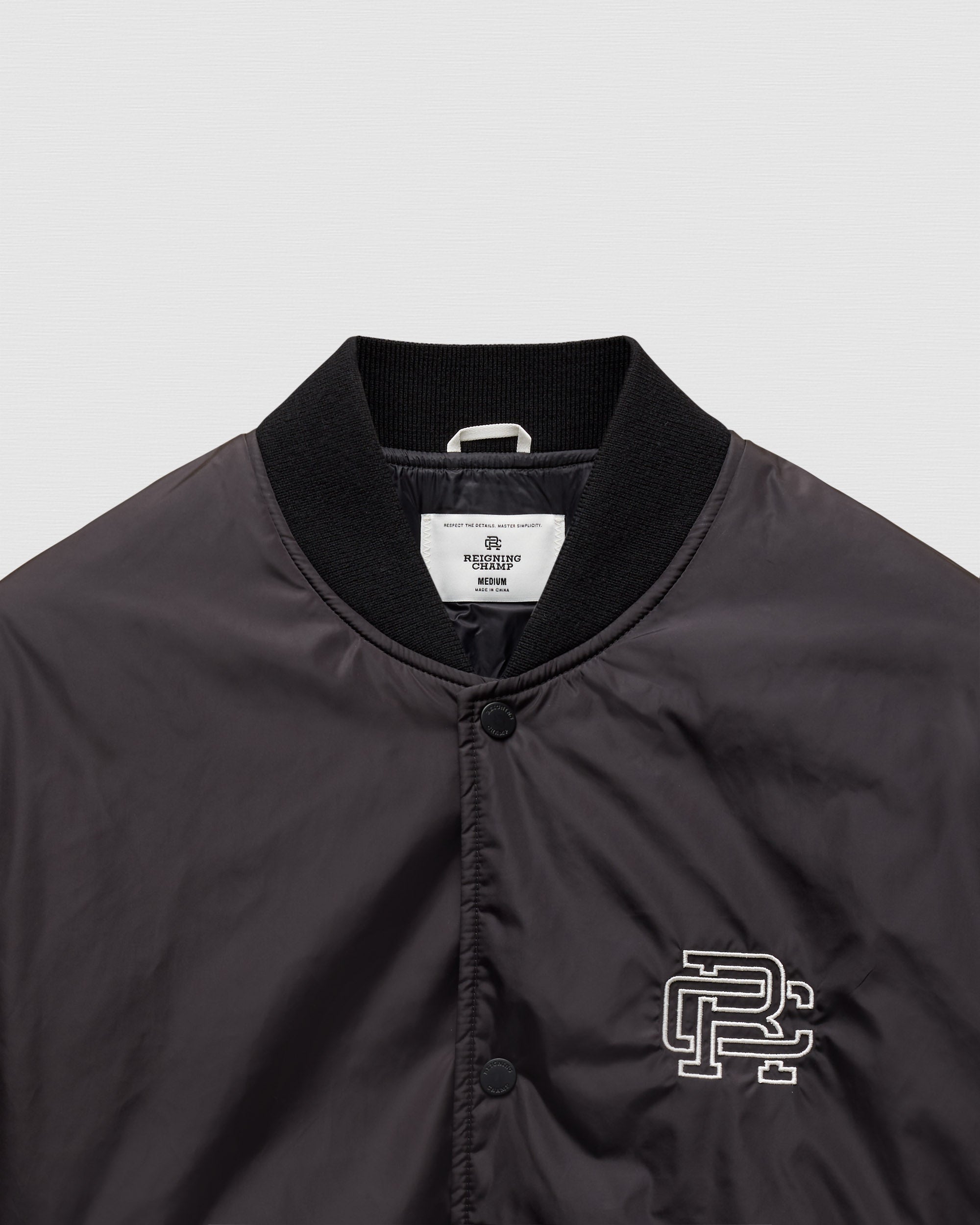 Econyl Satin Nylon Arch Logo Stadium Jacket